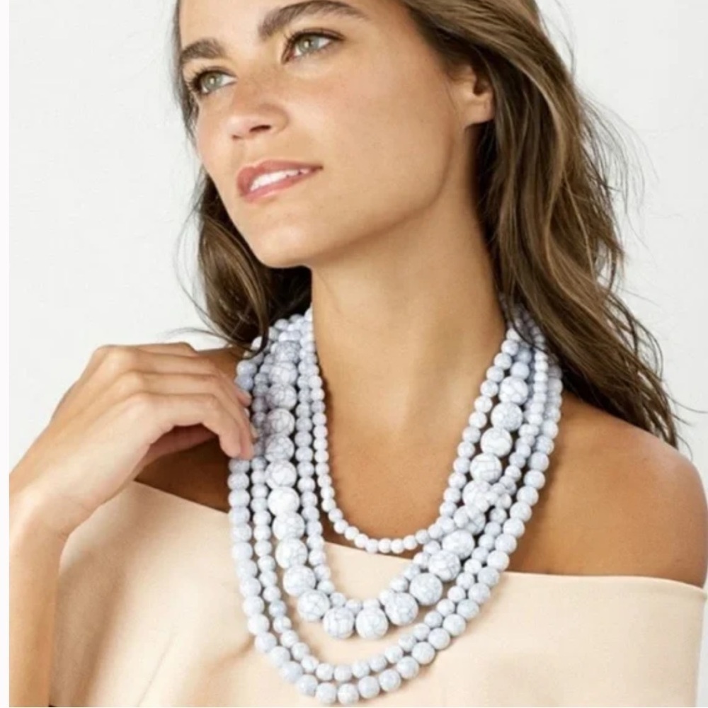 BaubleBar 5 Strand Marble Globe Bead Necklace